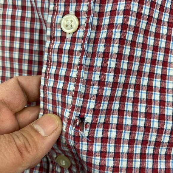 Eddie Bauer Legend Mash Shirt Men XL Red White Checkered Button Down w/ DEFECTS - Picture 3 of 12